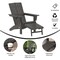 Merrick Lane Ridley HDPE Adirondack Chair with Cup Holder and Pull Out Ottoman, All-Weather HDPE Indoor/Outdoor Lounge Chair